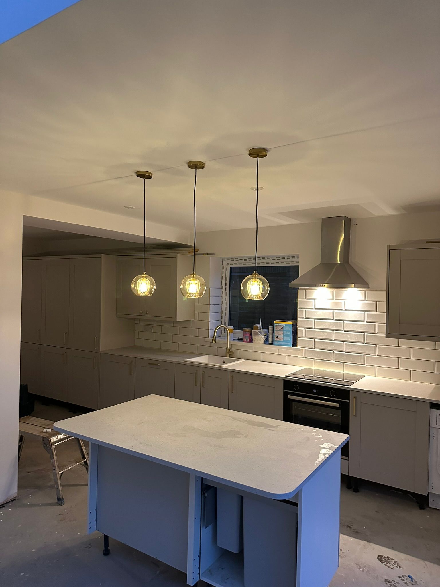 Kitchen rewire with pendant lighting